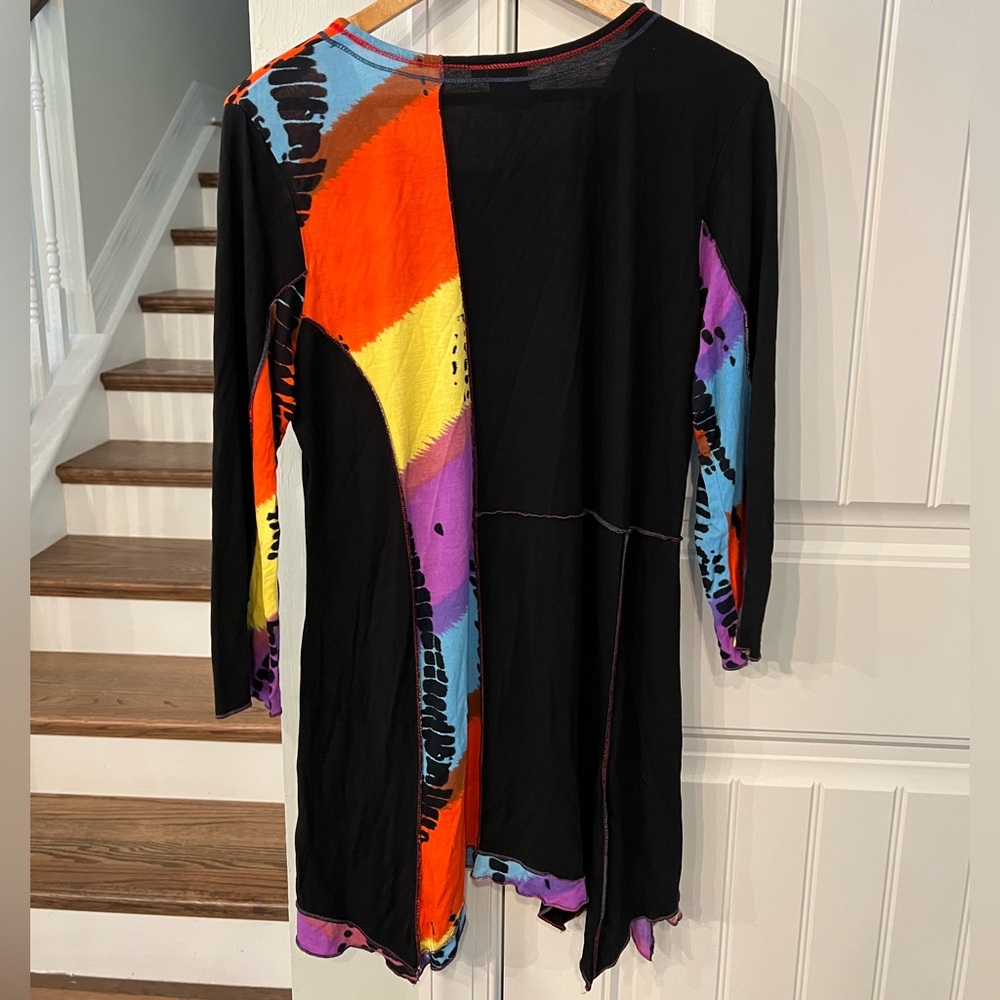 Parsley & Sage Tunic Top Large | Boho Artsy Patchwork Tie Dye Style - Picture 5 of 6